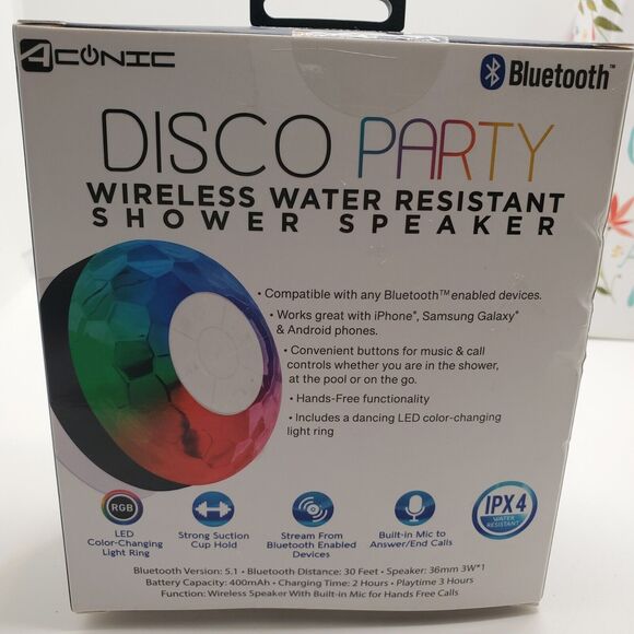 LED light-up Bluetooth® disco party shower speaker with mic - Picture 4 of 5